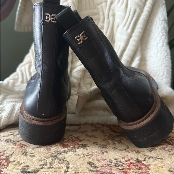 Sam Edelman Black Leather Chunky Boots - Picture 3 of 5